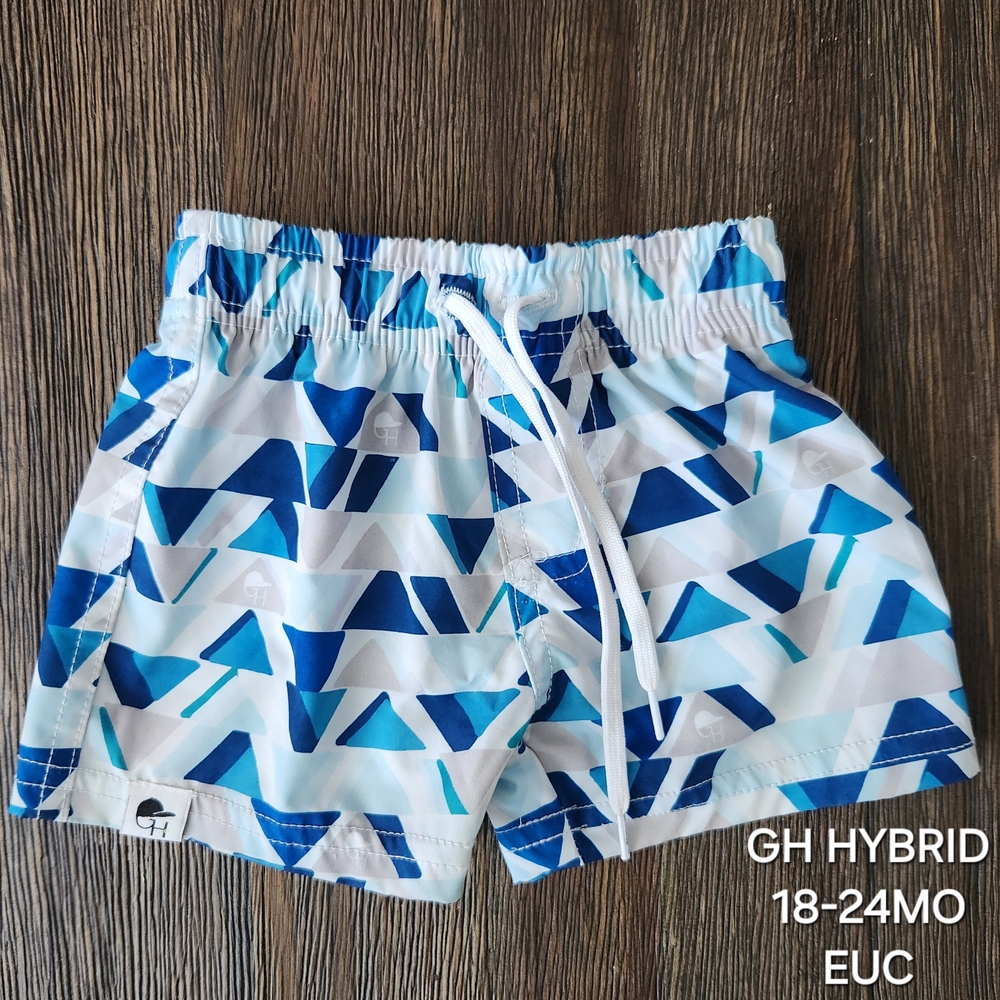 George Hats Blue and White Geometric Swim Shorts